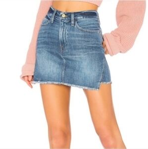 Frame Le Mini Skirt Ansdale Distressed Frayed Asymmetrical Hem Med Wash Sz 25